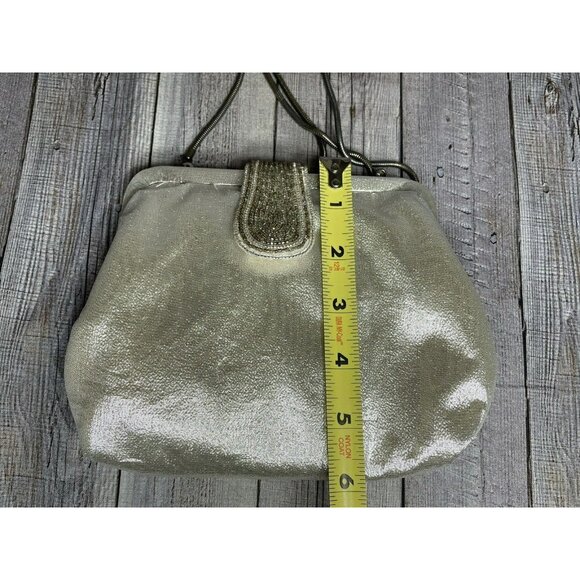 Vintage La Regale Silver Beaded Evening Handbag Snap Closure Chain Strap - Picture 11 of 11